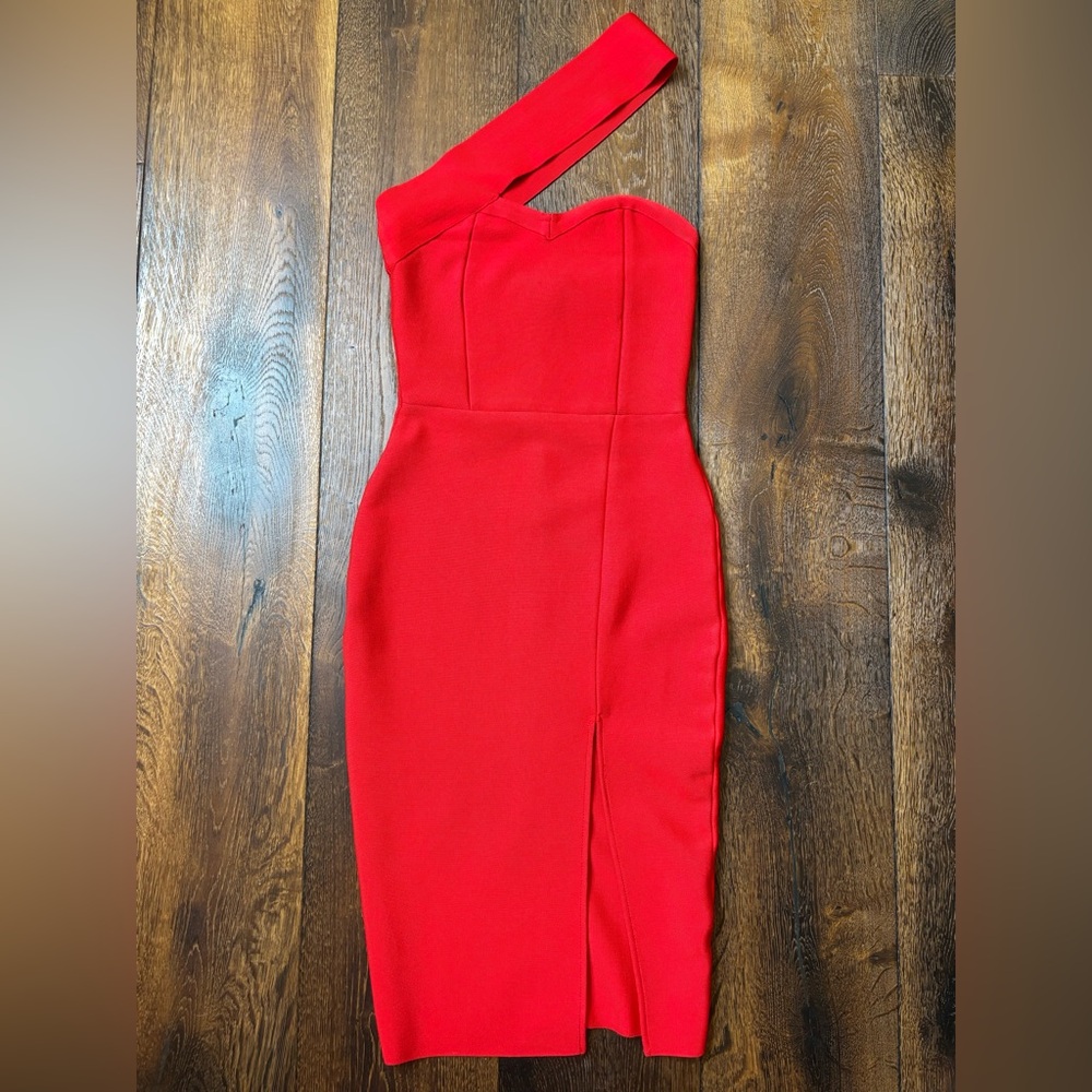The Kewl Shop - One Shoulder Bandage Asymmetrical Midi Dress - XS